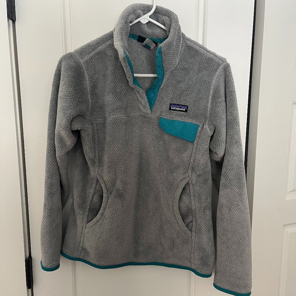 Patagonia Re-Tool Snap-T Grey + Teal Pullover | Small | EUC